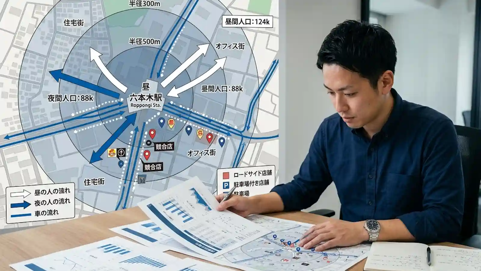 飲食店の商圏分析とは?|半径500m・人口・昼夜人口の見方